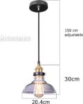 Picture of Industrial Glass Pendant Light Village Ceiling Lightshade Retro Hanging Lighting Classic Pendant Lamp Fixture E27 Bulb Base for Restaurant Kitchen Island Dining Room Bar Hallway