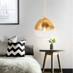 Picture of Spherical Gradient Color Glass Pendant Light Modern Glass Lamp Chandelier Hanging Light (Gold, 30cm)