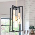 Picture of Industrial Pendant Lights, Geometric Metal Cage Adjustable Rods Pendant Lighting Fixture for Kitchen Island Dining Room Living Room