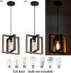 Picture of Small Pendant Light, Farmhouse Kitchen Island Hanging Lamp, Wood+Metal,1 Light E27 Fixture for Dining Room Bedroom Hallway Entryway,24 CM