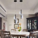 Picture of Clear Acrylic Pendant Light, Dimmable LED Light, Height Adjustable, Modern Pendant Ceiling Light Fixture for Dining Room, Living Room, Bedroom