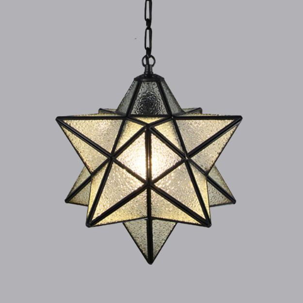 Picture of Retro Nordic Style Pentagram Stereo Star Pendant Light Electro-soldering Glass Ceiling Lamp Loft Rural Chandelier (Frosted)