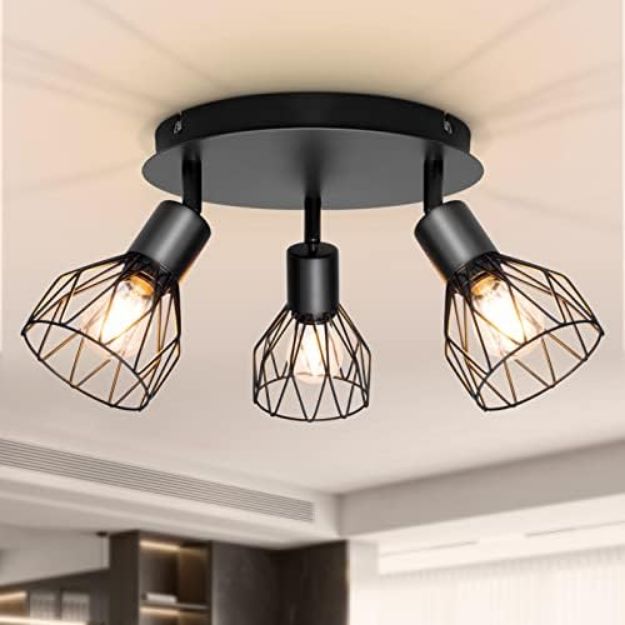 Picture of Spot Light Fittings for Ceilings Adjustable Metal Wire Cage Kitchen Spotlight Ceiling Lights with E14 Base 