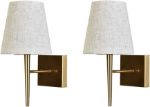 Picture of Modern Wall Sconce with Beige Fabric Shade| 1-light Antique Gold Indoor Wall Lamp | Hallway Bathroom Vanity Light Sconces Wall Lighting (2-Pack)