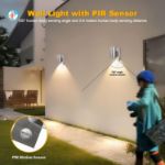 Picture of Outdoor Motion Sensor Wall Lights, Downward Outside Lighting Mains Powered, IP44 Silver Stainless Steel Downlight, Exterior PIR Detector Security Fixture (Pack of  2)