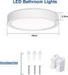 Picture of Bathroom Lights Ceiling, 12W 1080LM Round LED Ceiling Light, 6000K,100W Equivalent, Waterproof Modern LED Flush Mount Ceiling Lamp