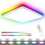 Picture of RGB Bathroom Lights Ceiling, 24W 3200LM led ceiling light with Color Changing, 3000-6000K Dimmable, Timer & Memory, IP54 Waterproof Square Flush Ceiling Lighting