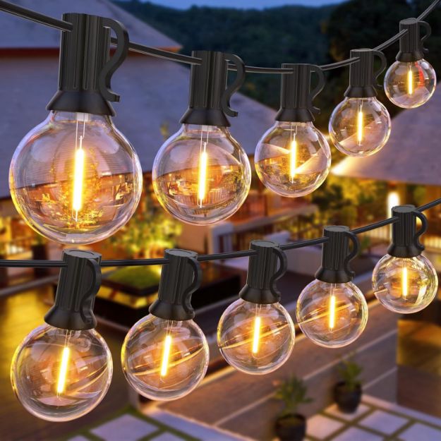 Picture of Outdoor Festoon Lights Mains Powered 30M/100FT, Garden Lights Outdoor String Lights with 1W 50+2 Shatterproof G40 Bulbs for Patio, Backyard, Garden,