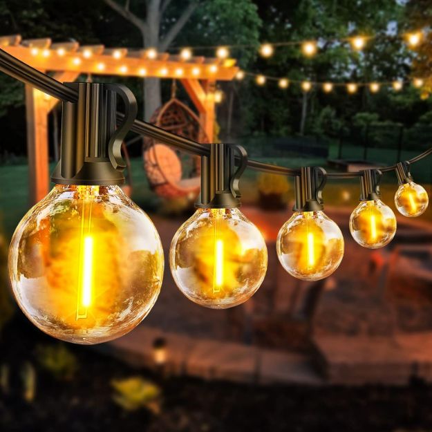 Picture of Festoon Lights Outdoor Mains Powered - 33Ft 10m G40 Garden String Lights with Shatterproof LED Bulbs Waterproof for Outside