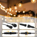 Picture of Festoon Lights 50ft LED String Lights Mains Powered with 27+3 Plastic G40 Bulbs 2700K Connectable for Decorative Lighting on Cafe