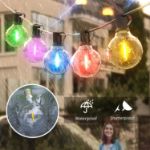 Picture of Garden Lights Mains Powered, 50FT Festoon Lights Outdoor 25+5 0.6W G40 LED Clear Bulbs Colored Lighting, Waterproof Shatterproof