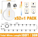 Picture of Outdoor String Light Mains Powered, 100FT/30M G40 Waterproof LED Festoon Lights, Shatterproof Garden Lights with 50+2 Bulbs