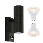 Picture of Outdoor Wall Light Black, Stainless Steel Up & Down PIR Sensor Outdoor Security Wall Light