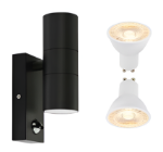 Picture of Outdoor Wall Light Black, Stainless Steel Up & Down PIR Sensor Outdoor Security Wall Light