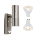 Picture of Stainless Steel Up Down Motion Sensor Wall Lights with PIR Sensor, Mains Powered Exterior Outdoor Wall Lamp