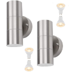 Picture of Modern Stainless Steel Up Down Wall Lights, IP65 Waterproof Outdoor Wall Lights - Pack Of 2