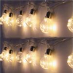 Picture of Solar Powered G45 Globe LED String Lights | 20 Bulb Festoon Lights with Copper Wire,  8 Lighting Modes and Remote Control 