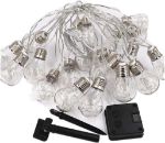 Picture of Solar Powered G45 Globe LED String Lights | 20 Bulb Festoon Lights with Copper Wire,  8 Lighting Modes and Remote Control 