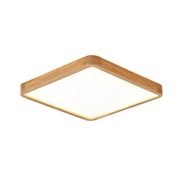 Picture of 16-Inch 40W Wood Grain LED Ceiling Light, Flat Square Design for Modern Spaces, Cold White Illumination