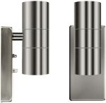 Picture of Modern Brushed Chrome IP65 Rated Up/Down Outdoor Security Wall Light