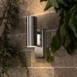 Picture of Modern Brushed Chrome IP65 Rated Up/Down Outdoor Security Wall Light