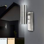 Picture of Modern Brushed Chrome IP65 Rated Up/Down Outdoor Security Wall Light