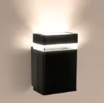 Picture of Modern Square LED Up/Down Wall Light, Waterproof Indoor/Outdoor Porch Sconce, Black, E27 Base