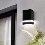 Picture of Modern Square LED Up/Down Wall Light, Waterproof Indoor/Outdoor Porch Sconce, Black, E27 Base