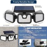 Picture of Solar Lights Outdoor 3 Heads, 74 LED Solar Motion Sensor Security Light with 270° Wide Lighting Angle, IP65 Waterproof Bright Solar Powered Flood Lights