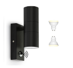 Picture of Outdoor Wall Light Black, Stainless Steel Up & Down PIR Sensor Outdoor Security Wall Light ( Excluded Bulbs )