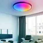 Picture of RGB 48W LED Flush Mount Ceiling Light,  13” Dimmable Color-Changing Lamp with Remote, Perfect for Bedrooms, Kids Rooms, Parties & Festivals