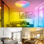 Picture of RGB 48W LED Flush Mount Ceiling Light,  13” Dimmable Color-Changing Lamp with Remote, Perfect for Bedrooms, Kids Rooms, Parties & Festivals