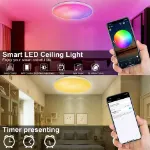 Picture of RGB 48W LED Flush Mount Ceiling Light,  13” Dimmable Color-Changing Lamp with Remote, Perfect for Bedrooms, Kids Rooms, Parties & Festivals