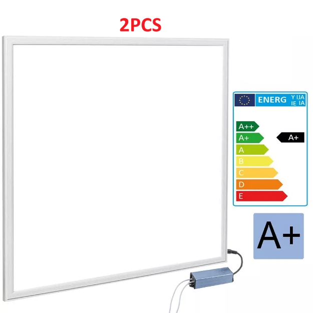 Picture of 2-Pack 48W LED Panel Lights, 600x600mm - Energy-Saving Cool White 6500K for Versatile Lighting Solutions