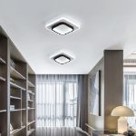 Picture of Modern 22W LED Ceiling Light , Sleek 9.5” Square Fixture, 6500K Cool White Glow for Bedroom, Kitchen & More (Black & White)