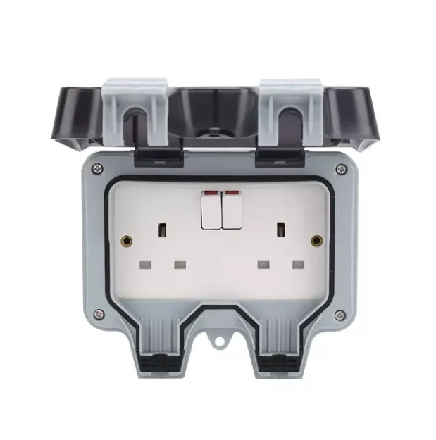 Picture of Durable Waterproof Outdoor Double Pole Switched Socket Box - Reliable Electrical Plug for Exterior Use