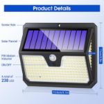 Picture of 238 LED Outdoor Solar Security Lights with Motion Sensor, 270° Wide Angle, IP65 Waterproof for Front Door, and Garden