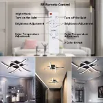 Picture of Modern 4-Wave LED Ceiling Lamp, Dimmable Lighting for Kitchen, Living Room & Bedroom Spaces