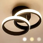 Picture of Elegant Double Circular LED Pendant Light, Modern Ceiling Fixture for Living Rooms