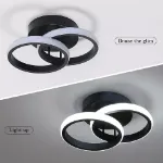 Picture of Elegant Double Circular LED Pendant Light, Modern Ceiling Fixture for Living Rooms