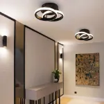 Picture of Elegant Double Circular LED Pendant Light, Modern Ceiling Fixture for Living Rooms