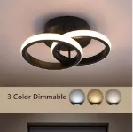 Picture of Elegant Double Circular LED Pendant Light, Modern Ceiling Fixture for Living Rooms