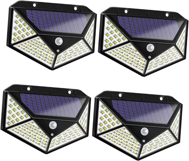 Picture of 4-Pack 100-LED Solar Motion Sensor Wall Lights, Outdoor Garden & Fence Lamps