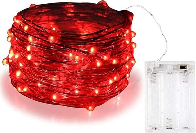 Picture of Battery-Operated Red Fairy String Lights,  3M, 30 LEDs, Vibrant Ambiance for Parties, Weddings, Holidays & New Year’s Eve