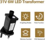 Picture of 31V LED Transformer Plug with Timer & 8 Lighting Modes , Power Adapter for Christmas Tree, Net, and Icicle Lights, Memory Function, IP20 Rated