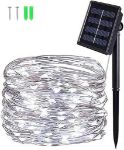 Picture of Solar String Lights, 50 LED 5M Silver Wire Solar Fairy Lights, Waterproof Garden Solar Lights for Patio, Fence, Camping, Outdoor Wedding, Party, Festival, Christmas Decor (Cool White) [Energy Class G]