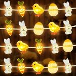 Picture of 2M 20 LED Easter String Lights, Bunny, Egg, Carrot & Chicken Decorative Fairy Lights, Battery Operated for DIY Easter Party Indoor & Outdoor Décor