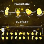 Picture of 2M 20 LED Easter String Lights, Bunny, Egg, Carrot & Chicken Decorative Fairy Lights, Battery Operated for DIY Easter Party Indoor & Outdoor Décor