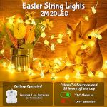 Picture of 2M 20 LED Easter String Lights, Bunny, Egg, Carrot & Chicken Decorative Fairy Lights, Battery Operated for DIY Easter Party Indoor & Outdoor Décor