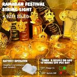 Picture of Elegant Ramadan & Eid Mubarak 1.5M 10 LED String Lights,  Golden Battery-Operated Fairy Lights with Moon, Stars, and Lantern Design for Indoor & Outdoor Festive Décor